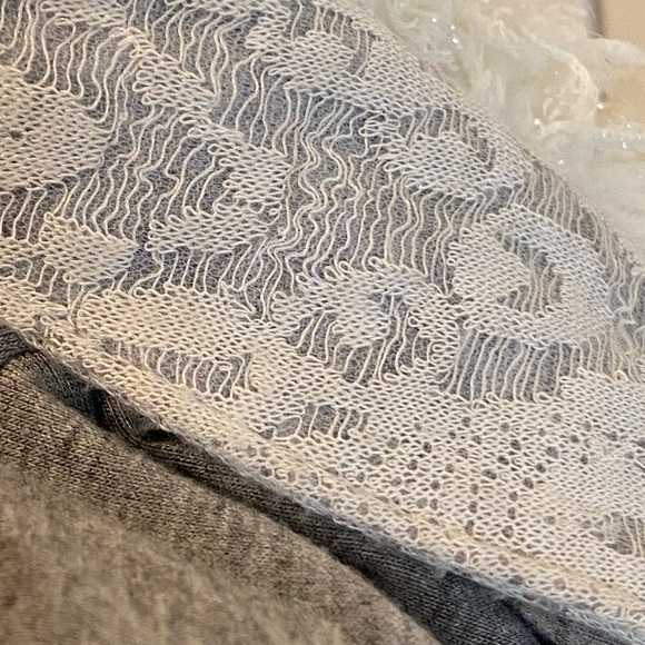 Vanessa Virginia anthropology white gray shaggy open style sweater jacket M L - Picture 5 of 16